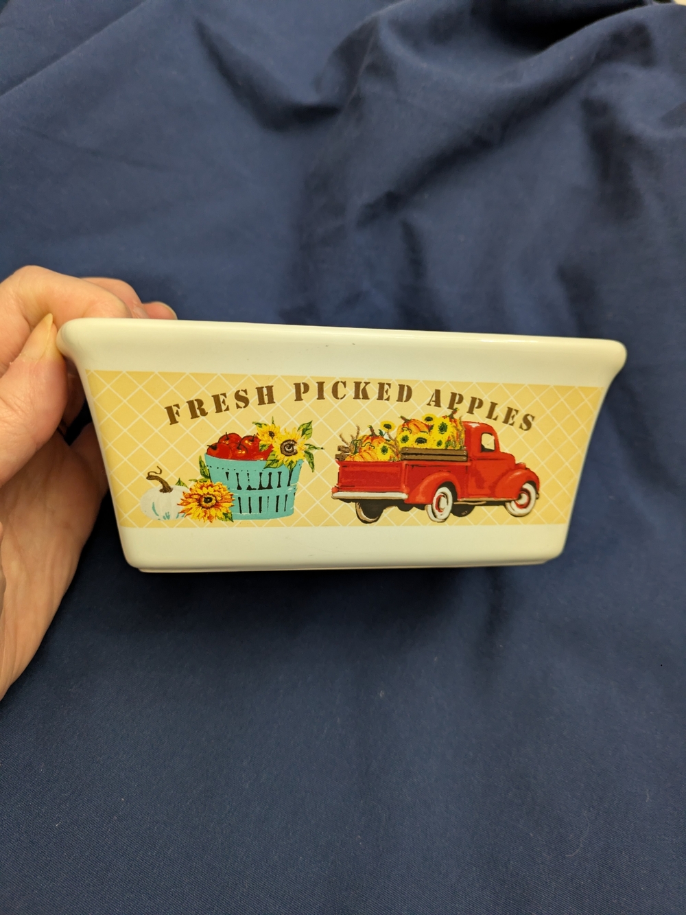 Royal Norfolk Red Truck & Apple Ceramic Serving Dish